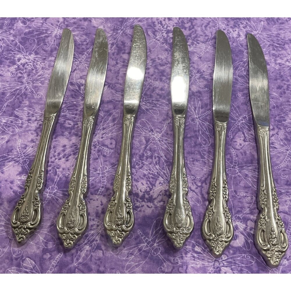 Oneida Brahms‎ Community Hollow Dinner Knives Stainless Steel Flatware Set Of 6